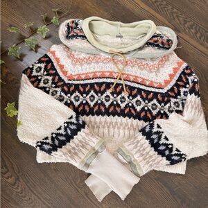 Free People Cowl Neck hooded crop Sweater
